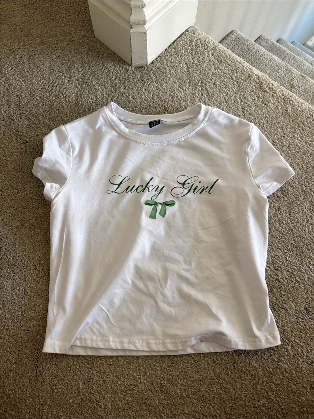 White "Lucky Girl" Baby Tee